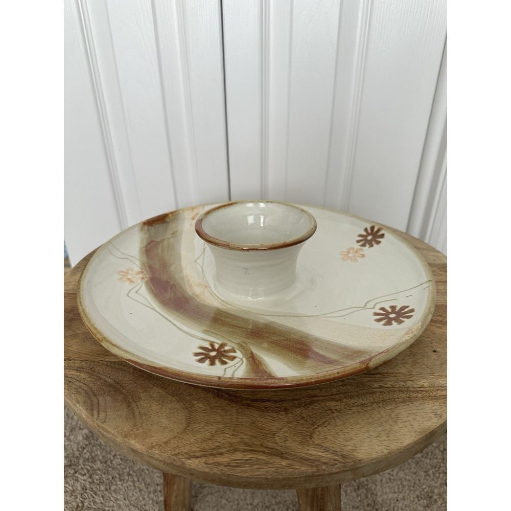 Vintage Wishon Harrell Pottery‎ Signed Chip and Dip Serving Piece 1988 12" EUC